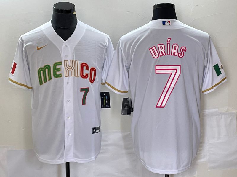 Men 2023 World Cub Mexico #7 Urias White Nike MLB Jersey style 18